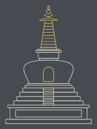 Strichzeichnung Stupa des Herabsteigens aus dem Tushita-Himmel